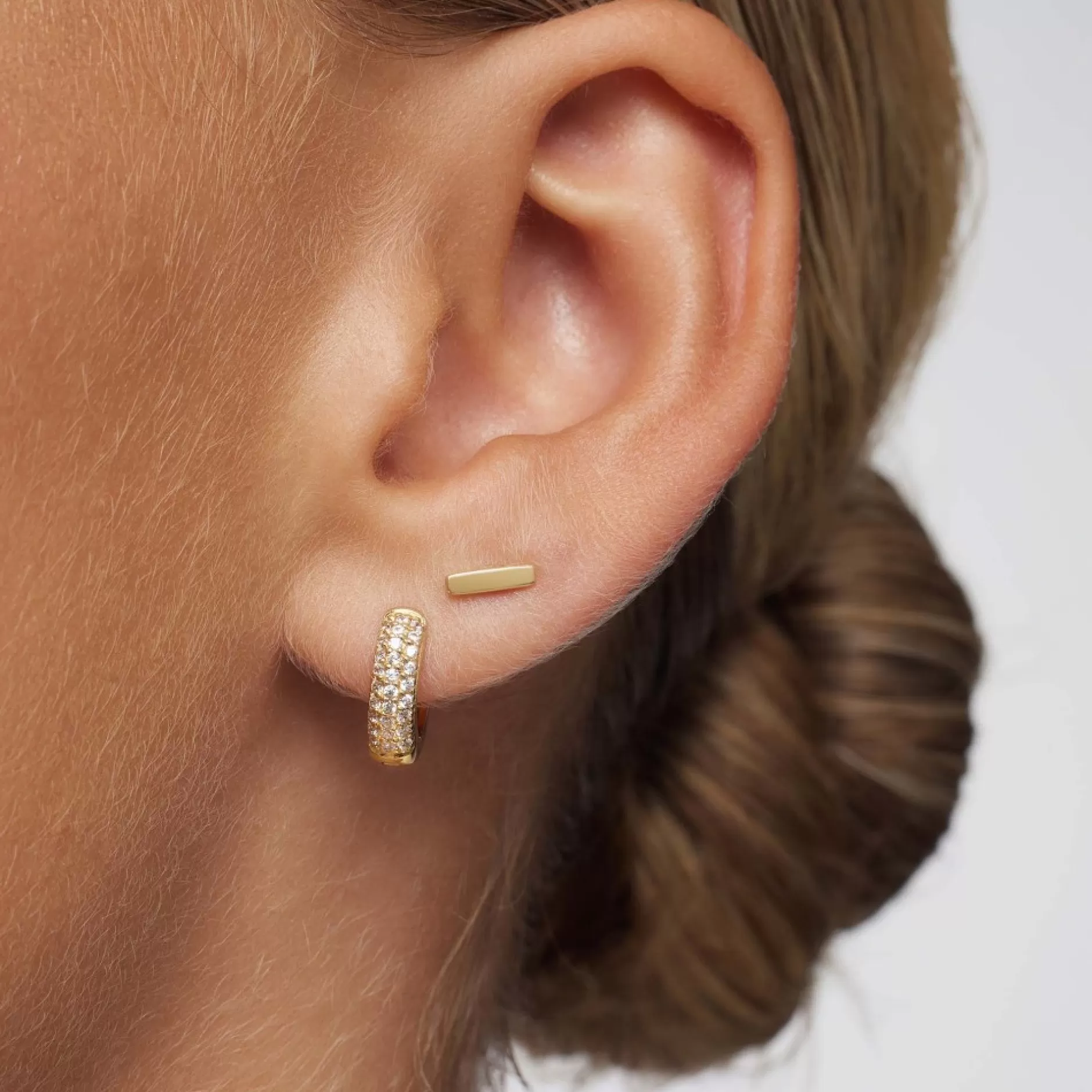 Eline Rosina Oorbellen^Bar Studs Gold Plated Sterling Zilver