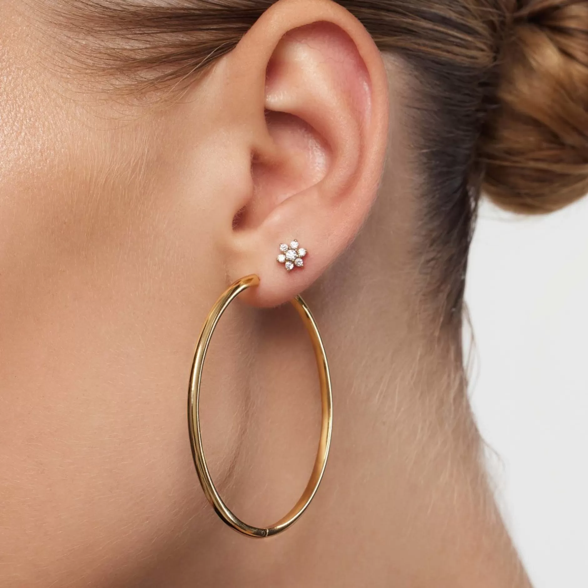 Eline Rosina Oorbellen^Classic Maxi Hoops Gold Plated Sterling Zilver