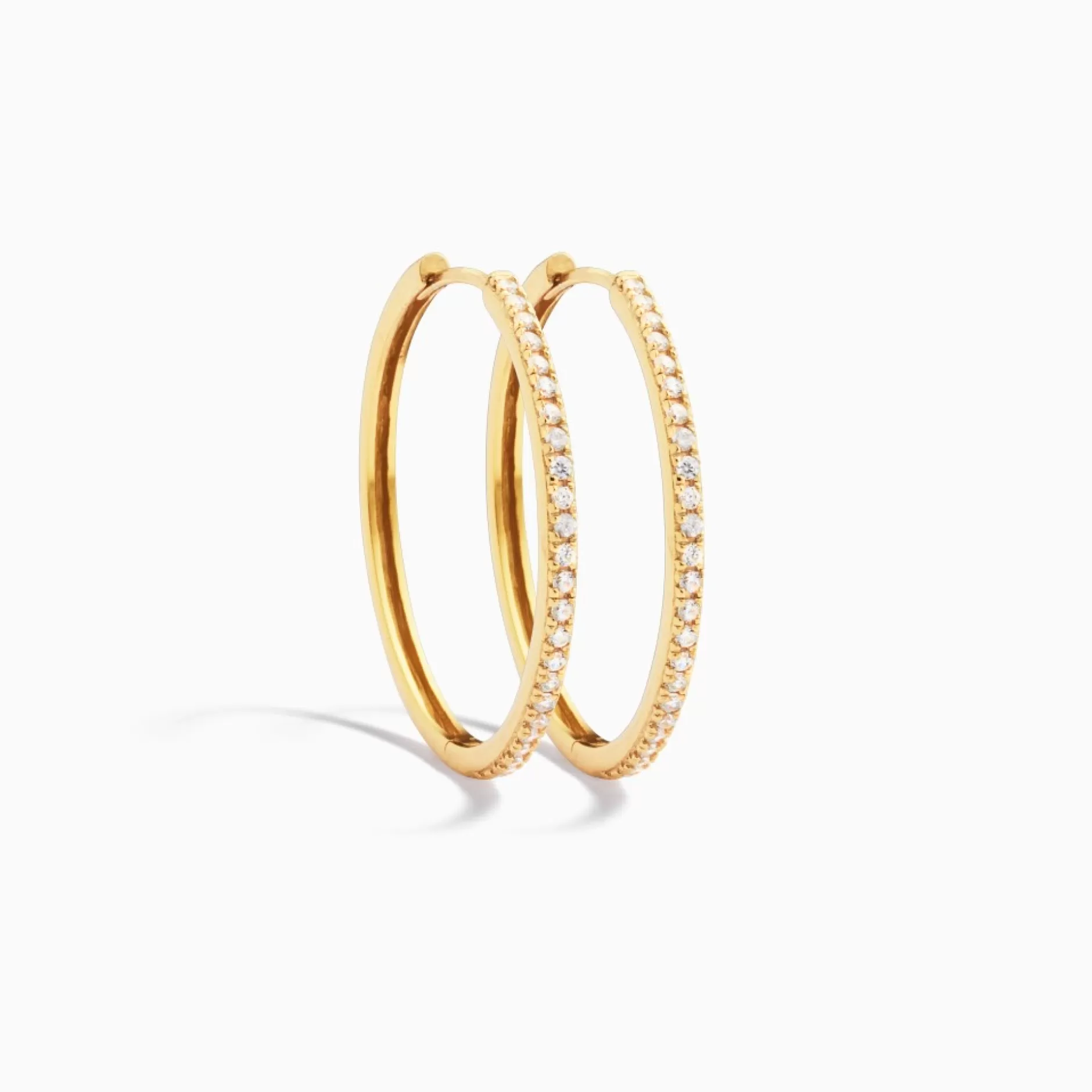 Eline Rosina Oorbellen^Classic Zirconia Hoops Gold Plated Sterling Zilver