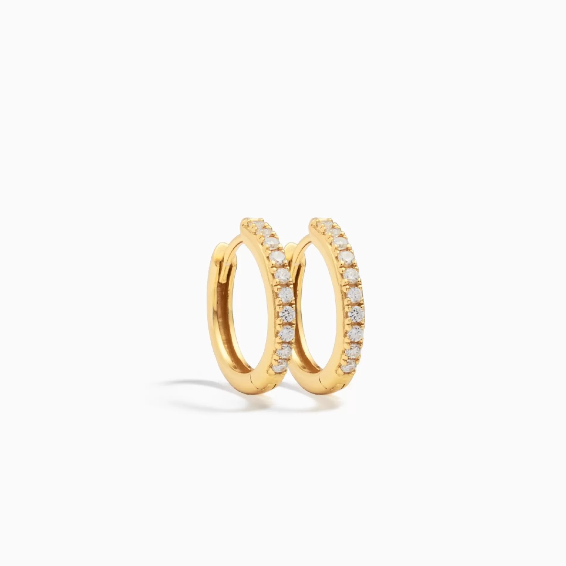 Eline Rosina Oorbellen^Classic Zirconia Huggie Hoop (15Mm) Gold Plated Sterling Zilver