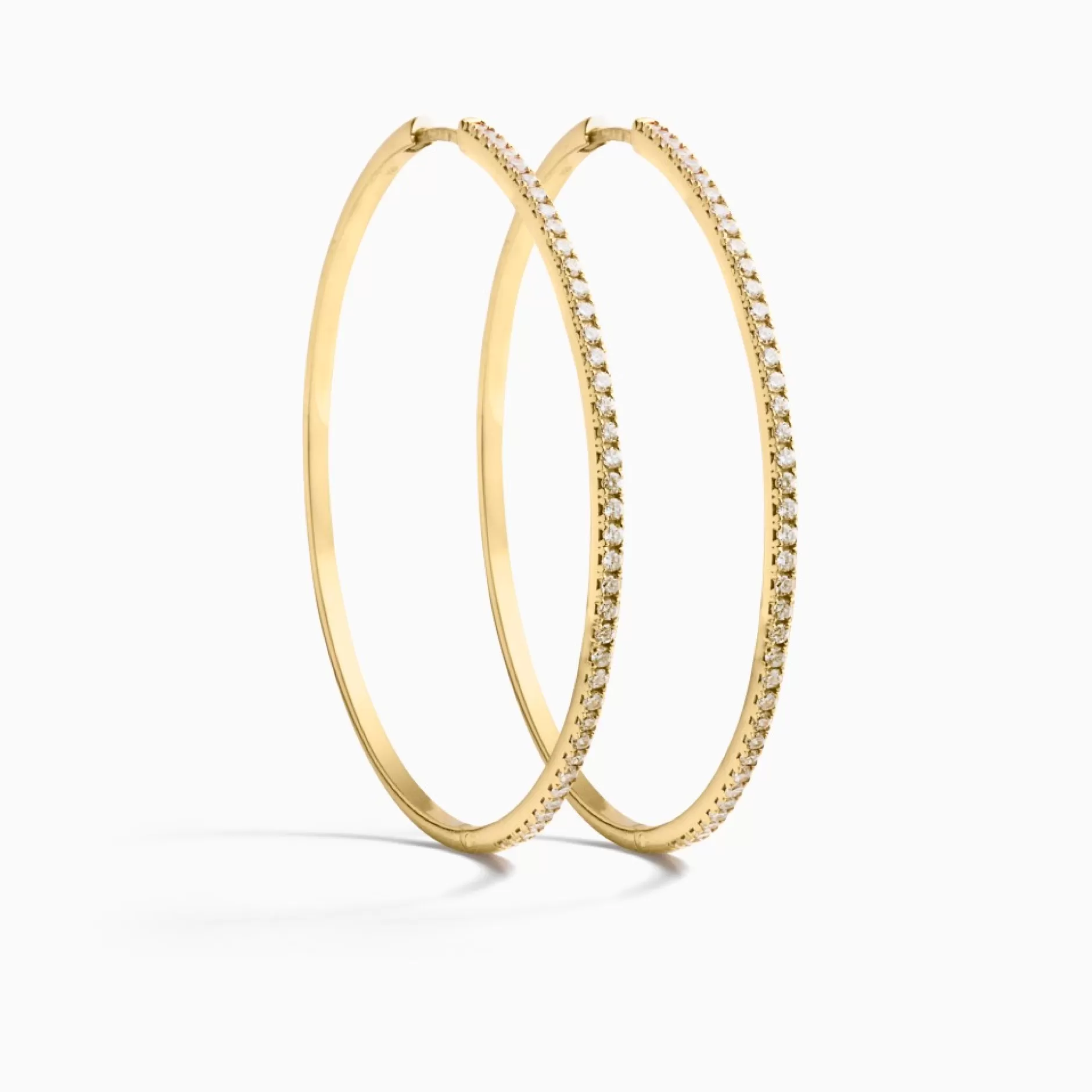 Eline Rosina Oorbellen^Classic Zirconia Maxi Hoops Gold Plated Sterling Zilver