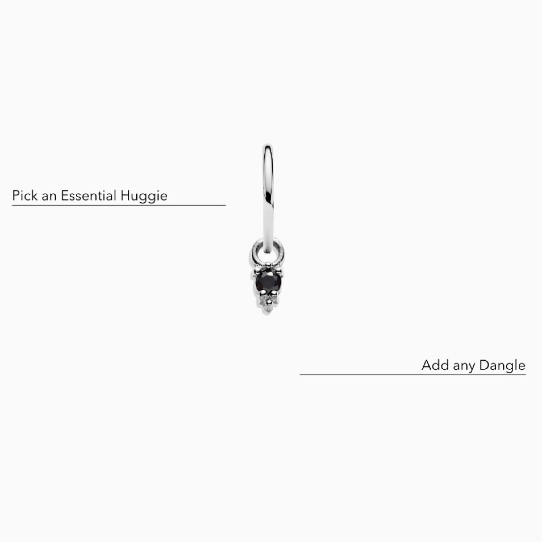 Eline Rosina Oorbellen^Dainty Black Dangle Sterling Zilver