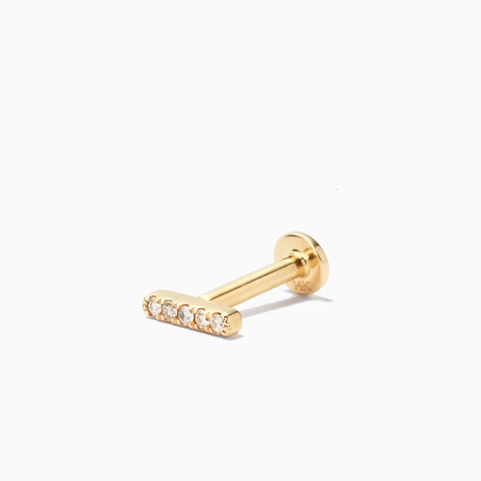 Eline Rosina Oorbellen^Diamond Bar Piercing 14K Yellow Gold