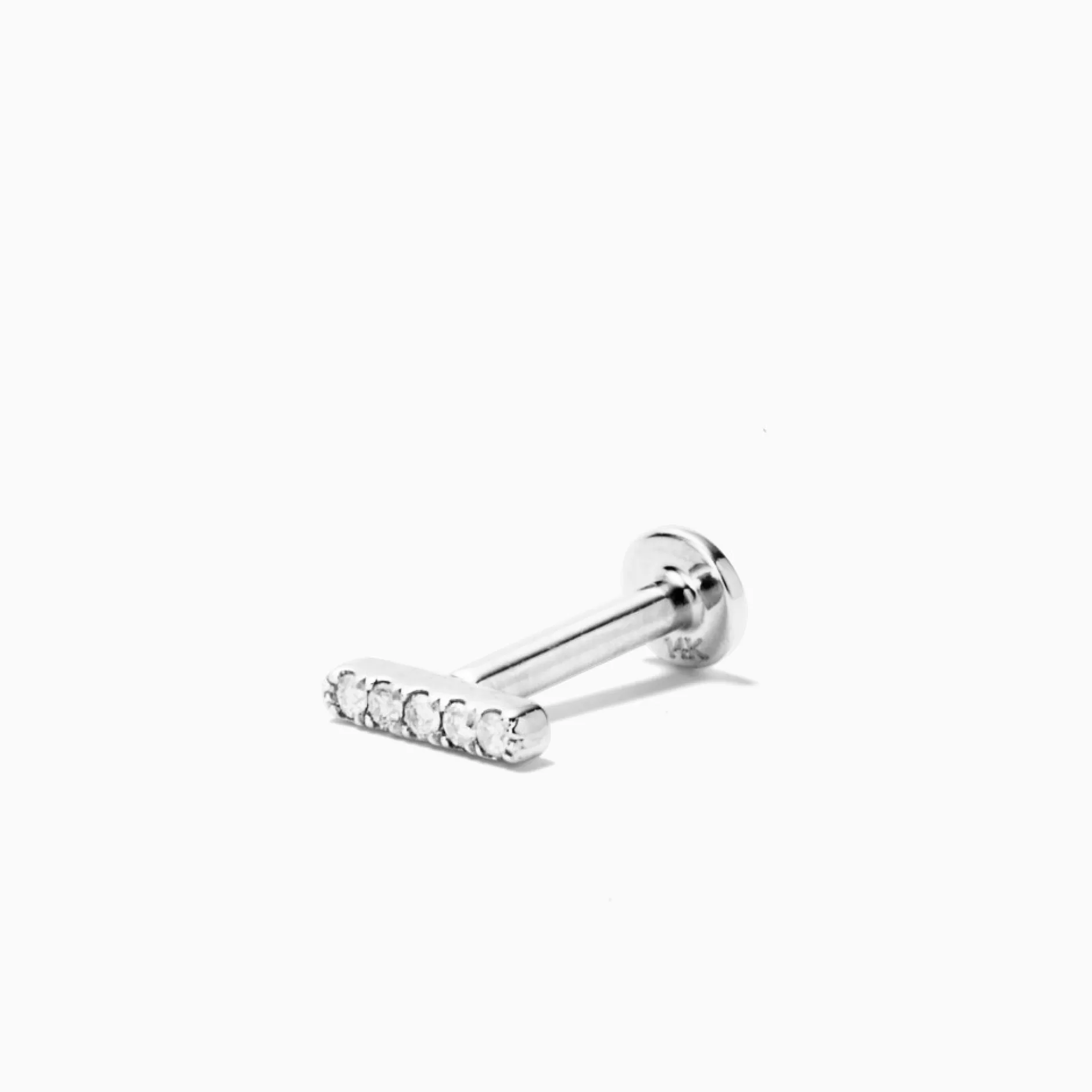 Eline Rosina Oorbellen^Diamond Bar Piercing 14K White Gold