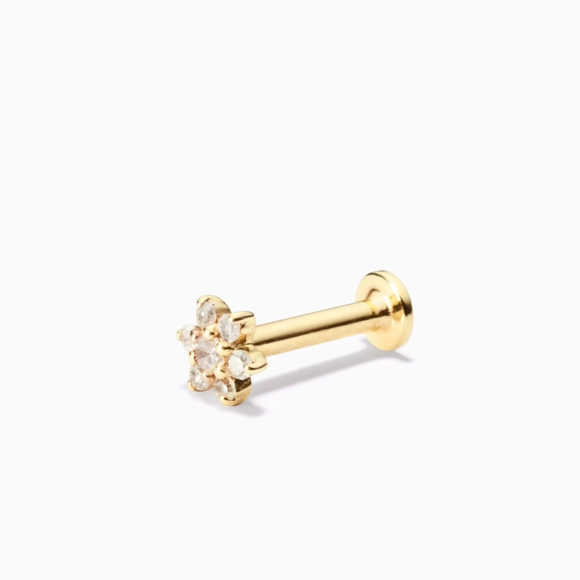 Eline Rosina Oorbellen^Diamond Flower Piercing 14K Yellow Gold