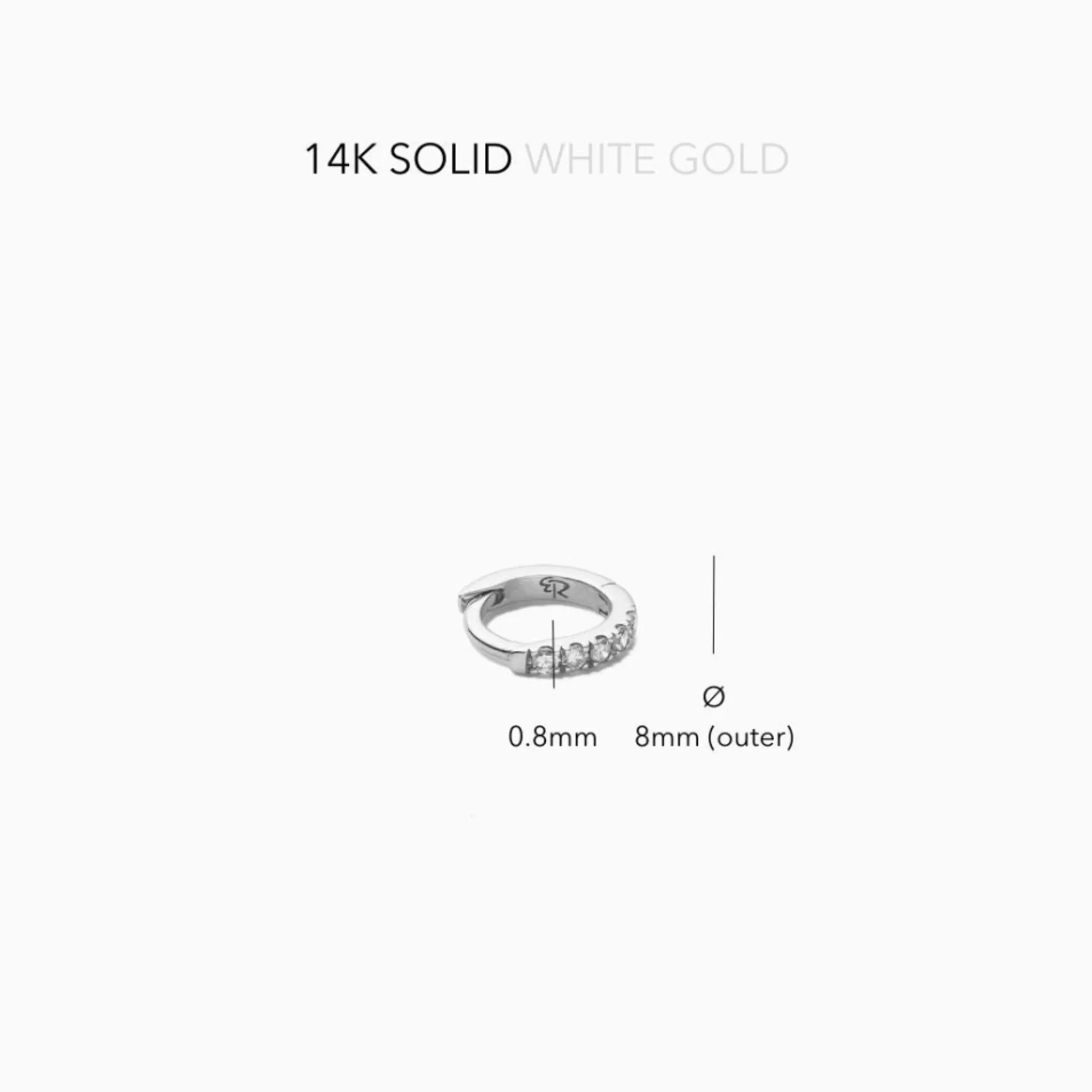 Eline Rosina Oorbellen^Diamond Huggie (8Mm) 14K White Gold