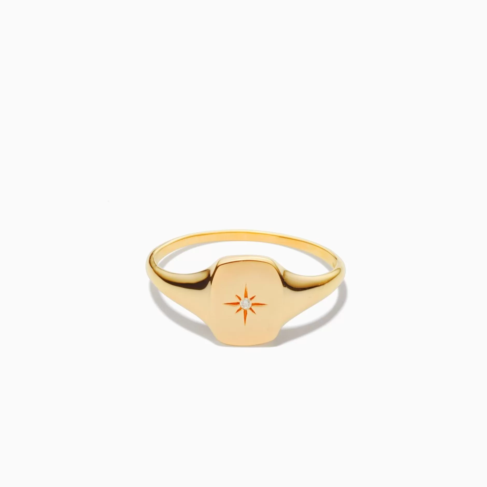 Eline Rosina Ringen^Diamond Star Signet Ring 14K Yellow Gold