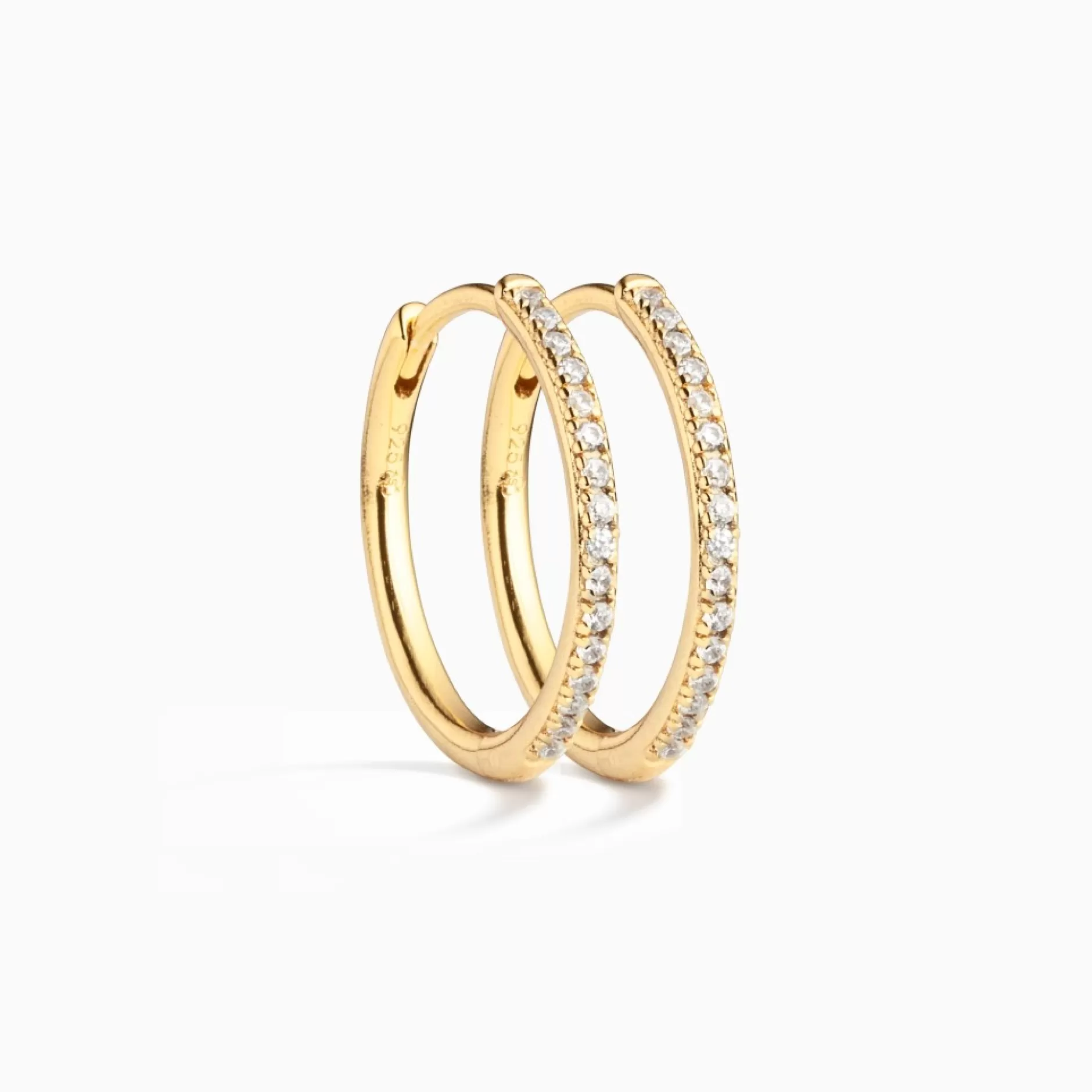 Eline Rosina Oorbellen^Essential Zirconia Huggies (L) Gold Plated Sterling Zilver