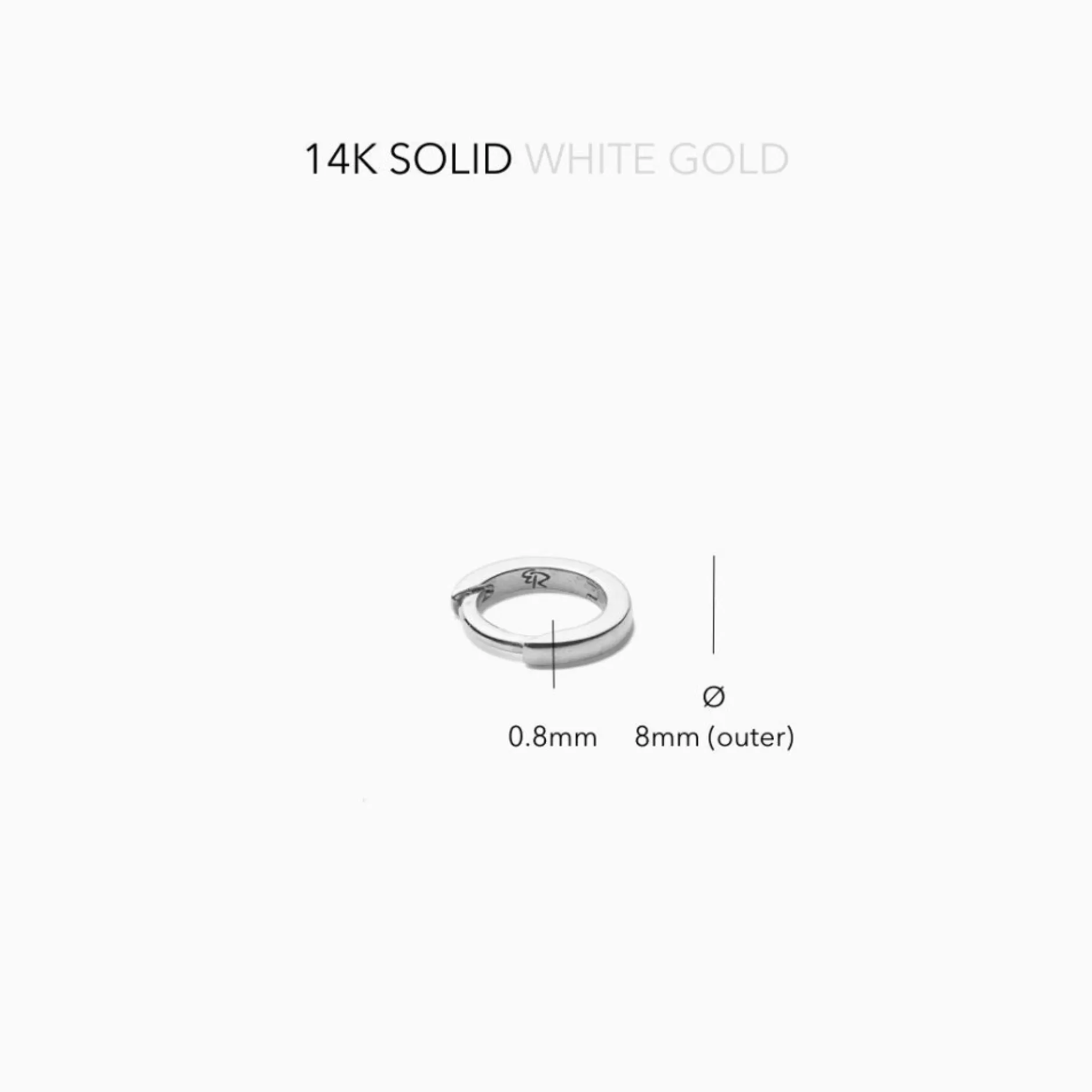 Eline Rosina Oorbellen^Huggie (8Mm) 14K White Gold