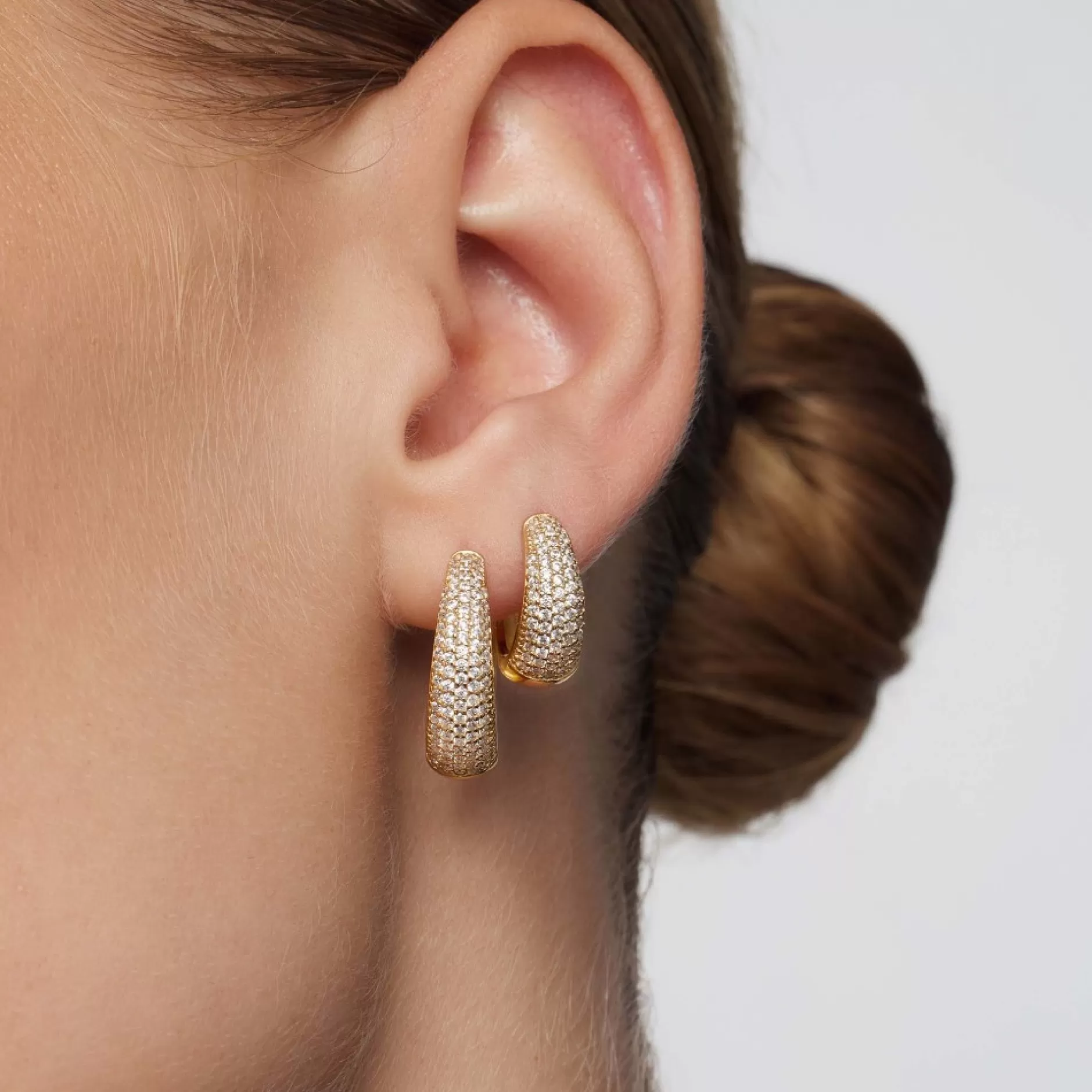 Eline Rosina Oorbellen^Jules Statement Hoops Gold Plated Sterling Zilver