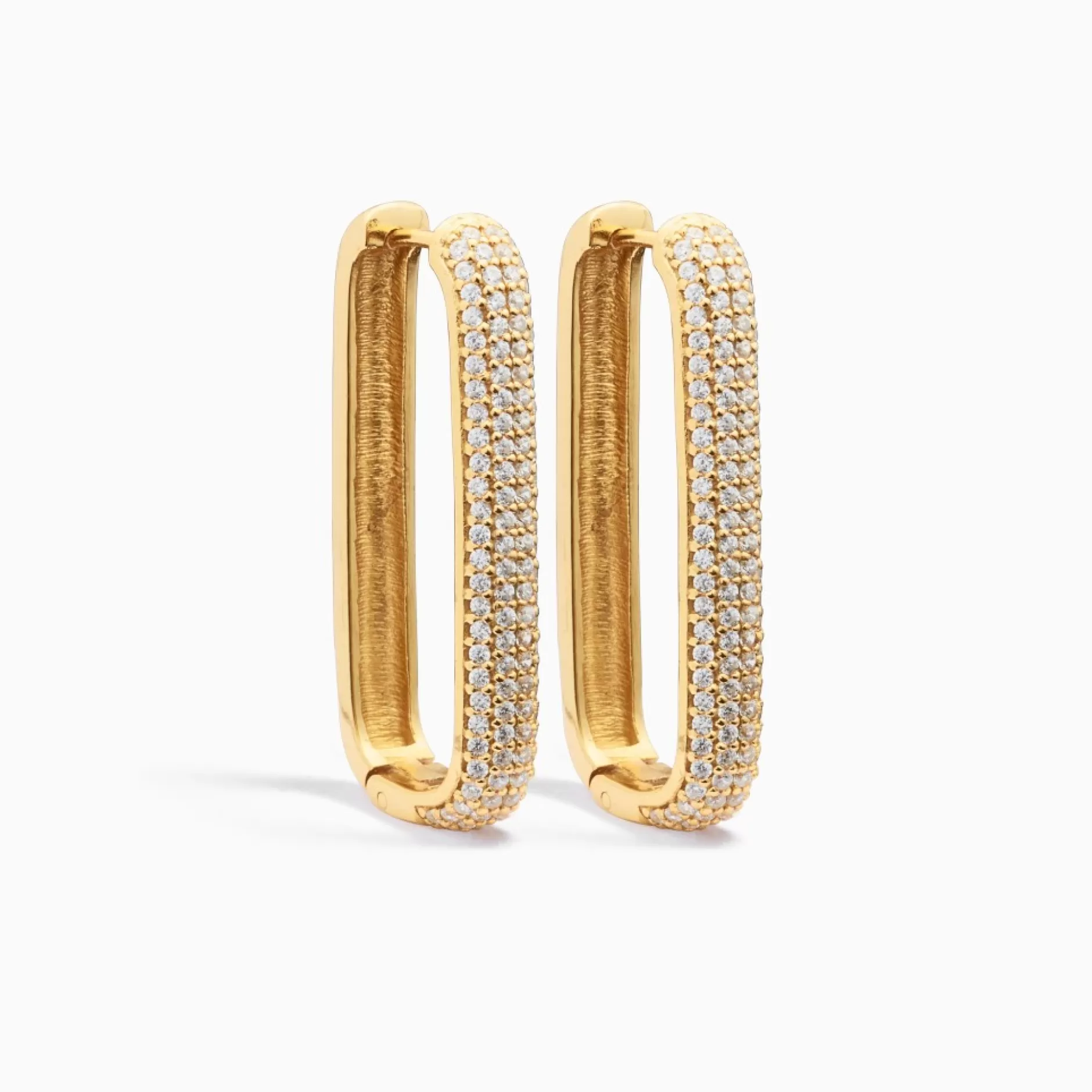 Eline Rosina Oorbellen^Large Icon Pave Hoops Gold Plated Sterling Zilver