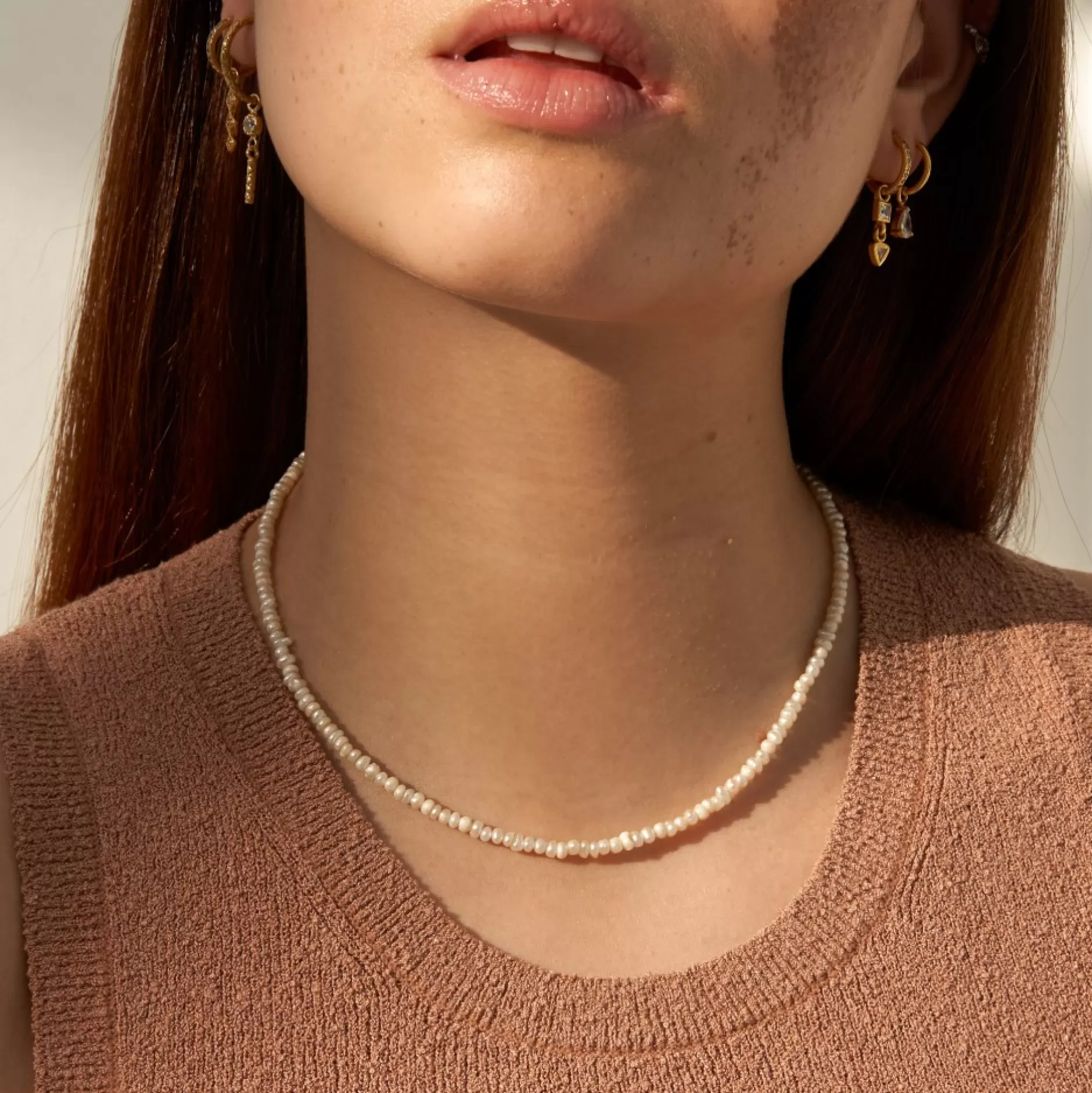 Eline Rosina Kettingen^Pearl Ketting Gold Plated Sterling Zilver