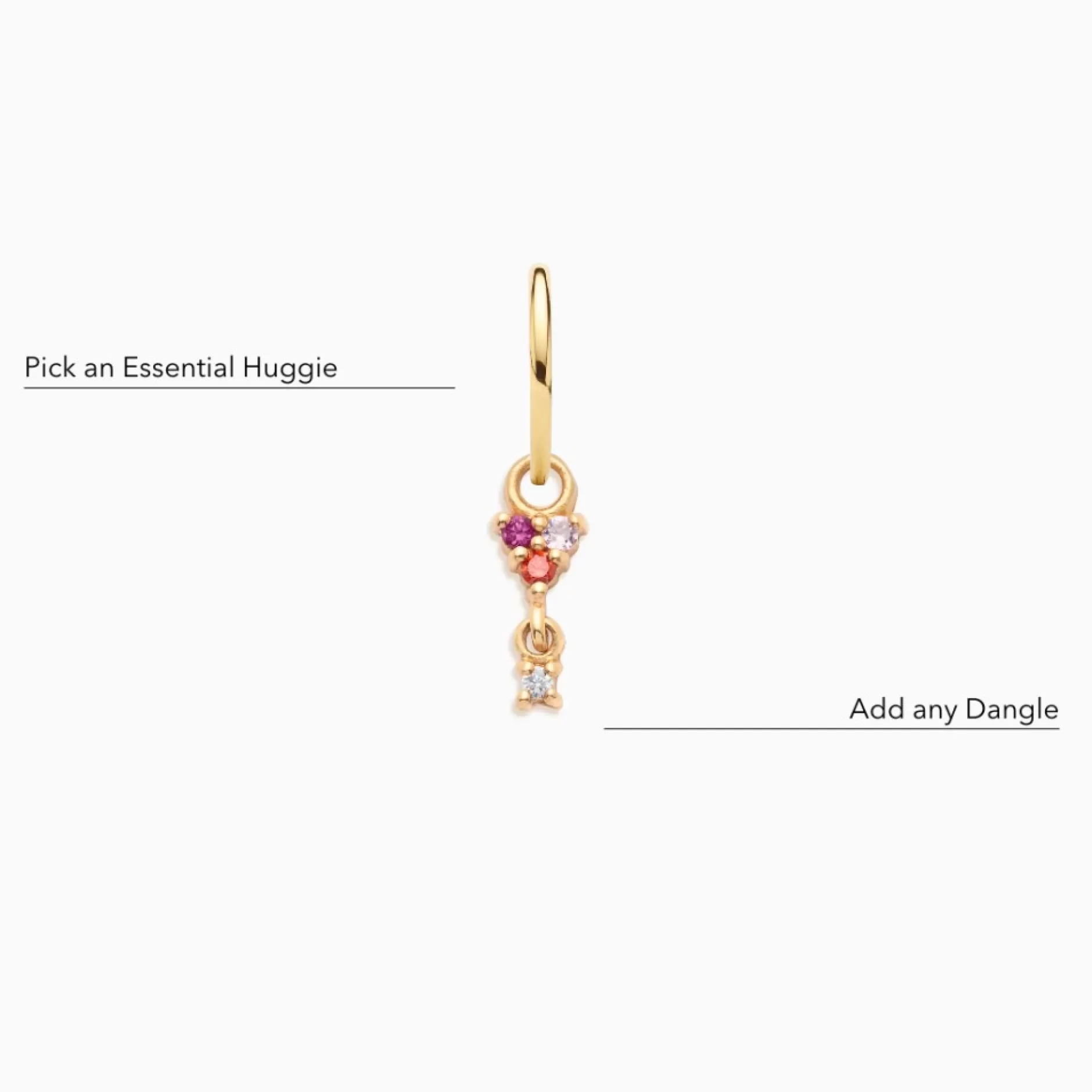 Eline Rosina Oorbellen^Pixie Dangle Gold Plated Sterling Zilver