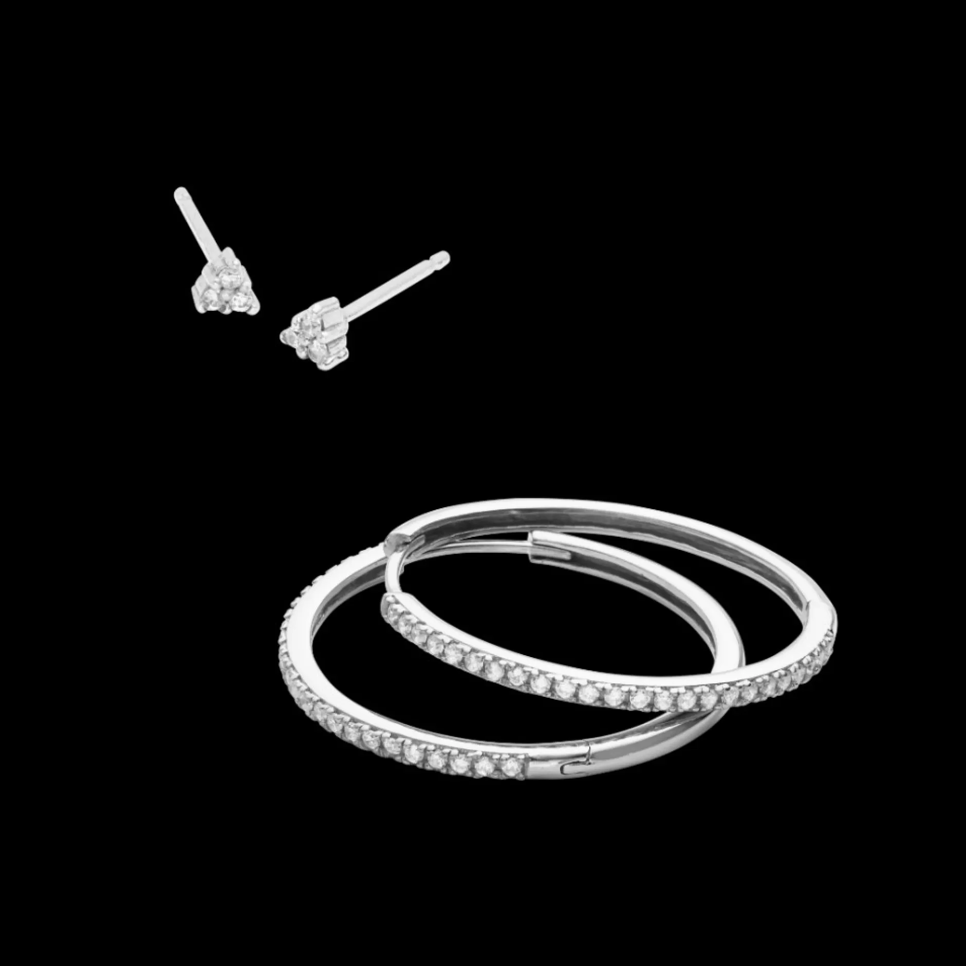 Eline Rosina Oorbellen^Sparkle Duo Set Sterling Zilver