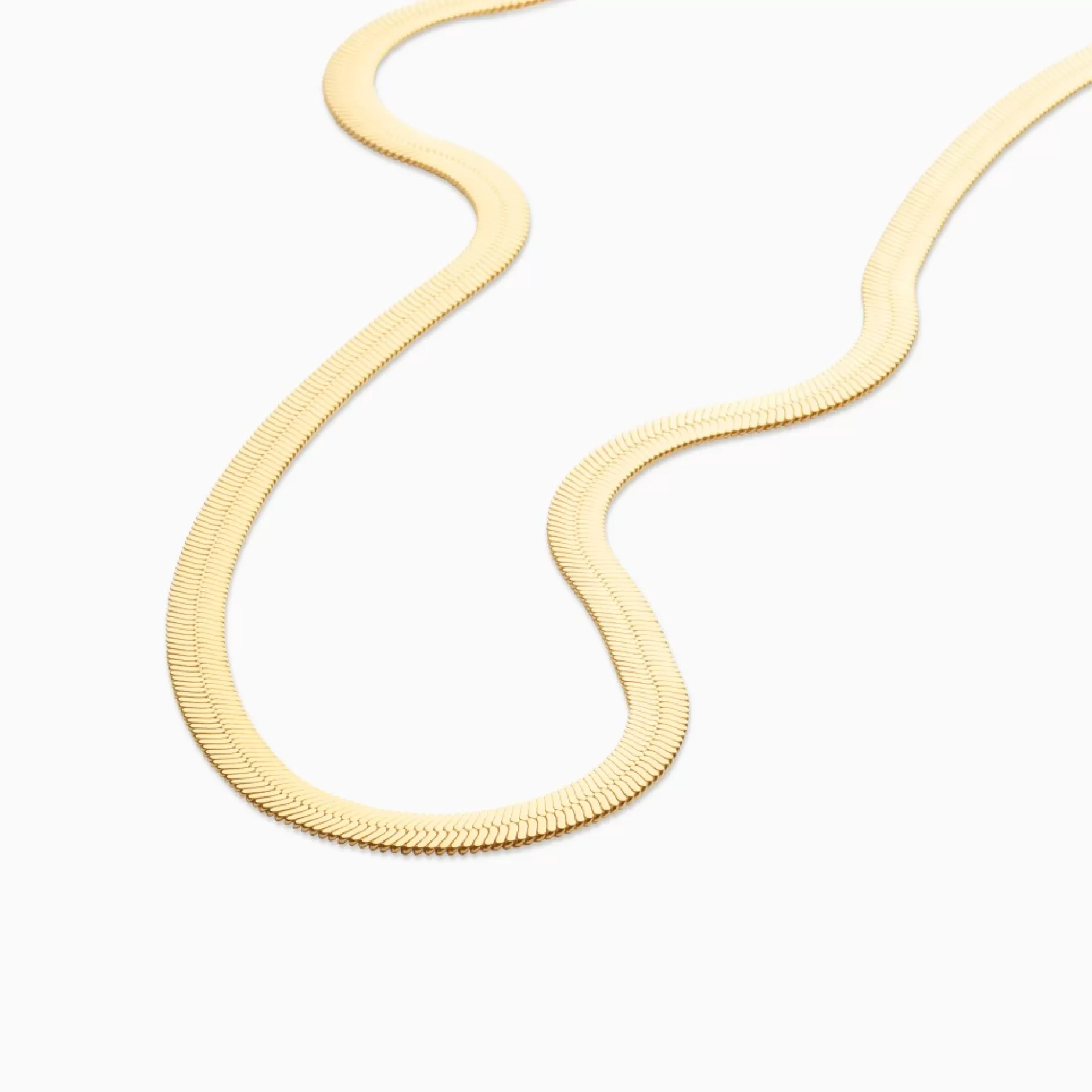 Eline Rosina Kettingen^Thick Flat Snake Ketting Gold Plated Sterling Zilver