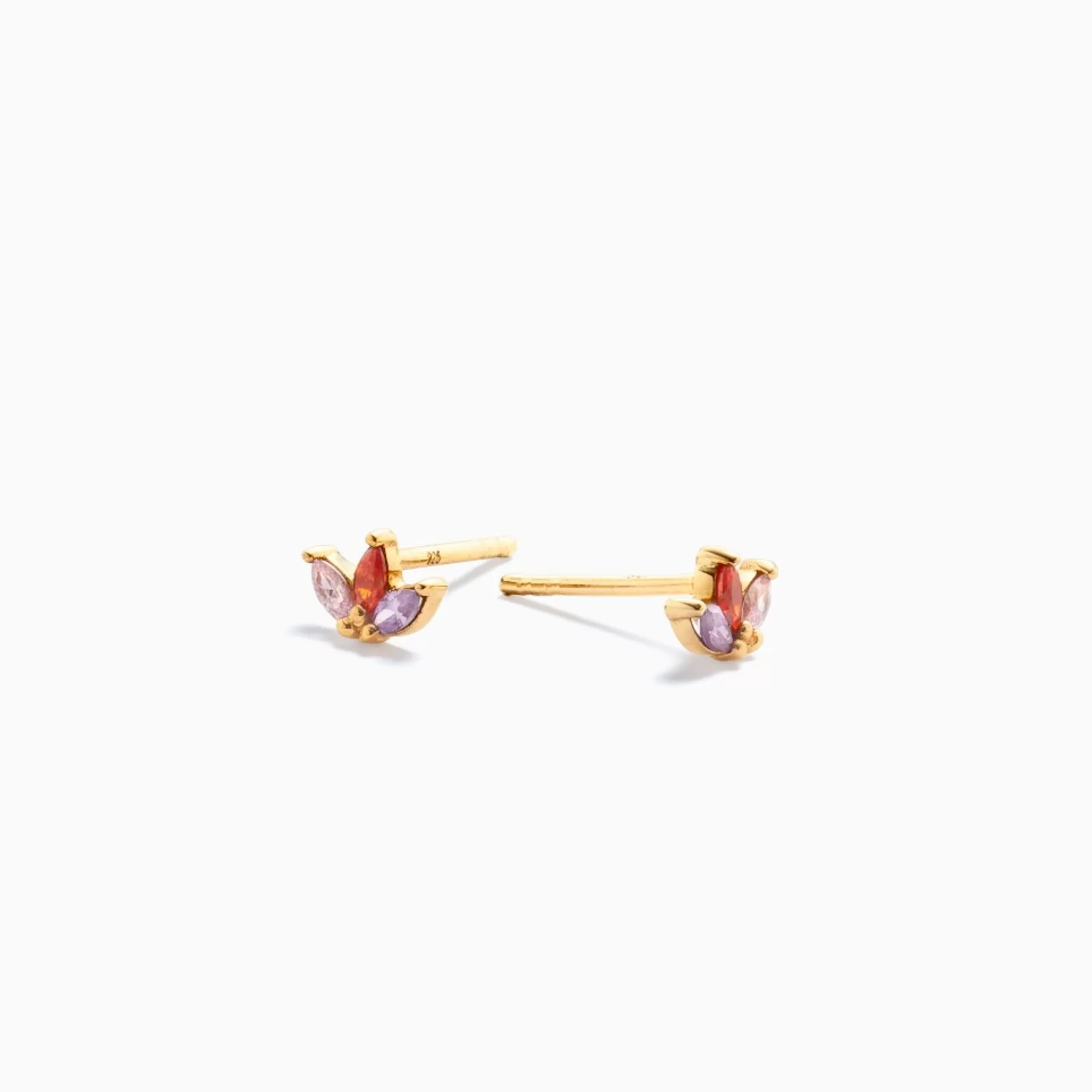 Eline Rosina Oorbellen^Tricolor Studs Gold Plated Sterling Zilver