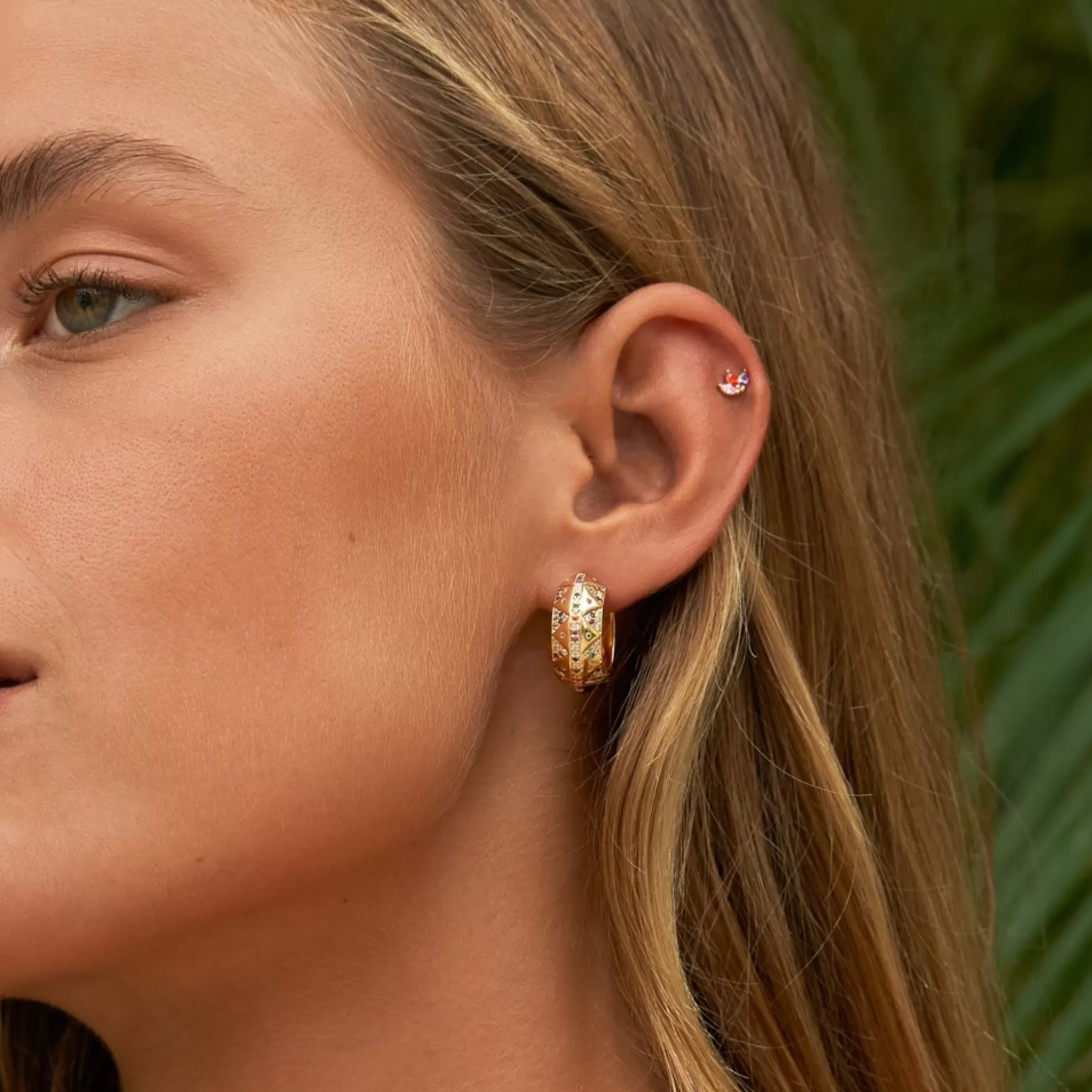 Eline Rosina Oorbellen^Tricolor Studs Gold Plated Sterling Zilver