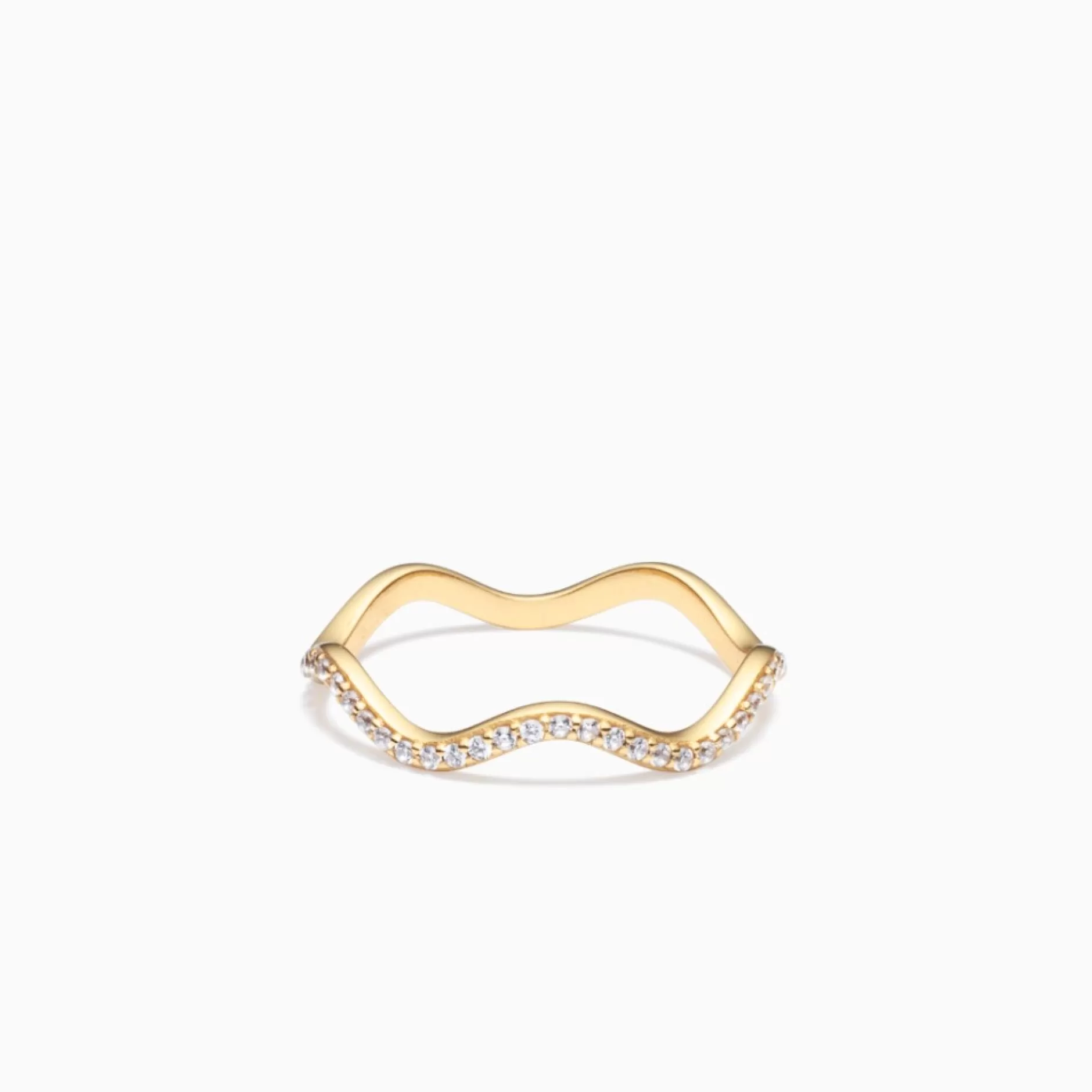 Eline Rosina Ringen^Wavy Zirconia Ring Gold Vermeil