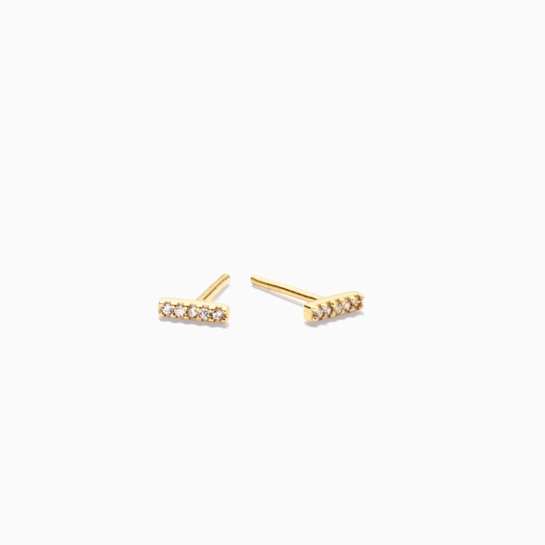 Eline Rosina Oorbellen^Zirconia Bar Studs Gold Plated Sterling Zilver