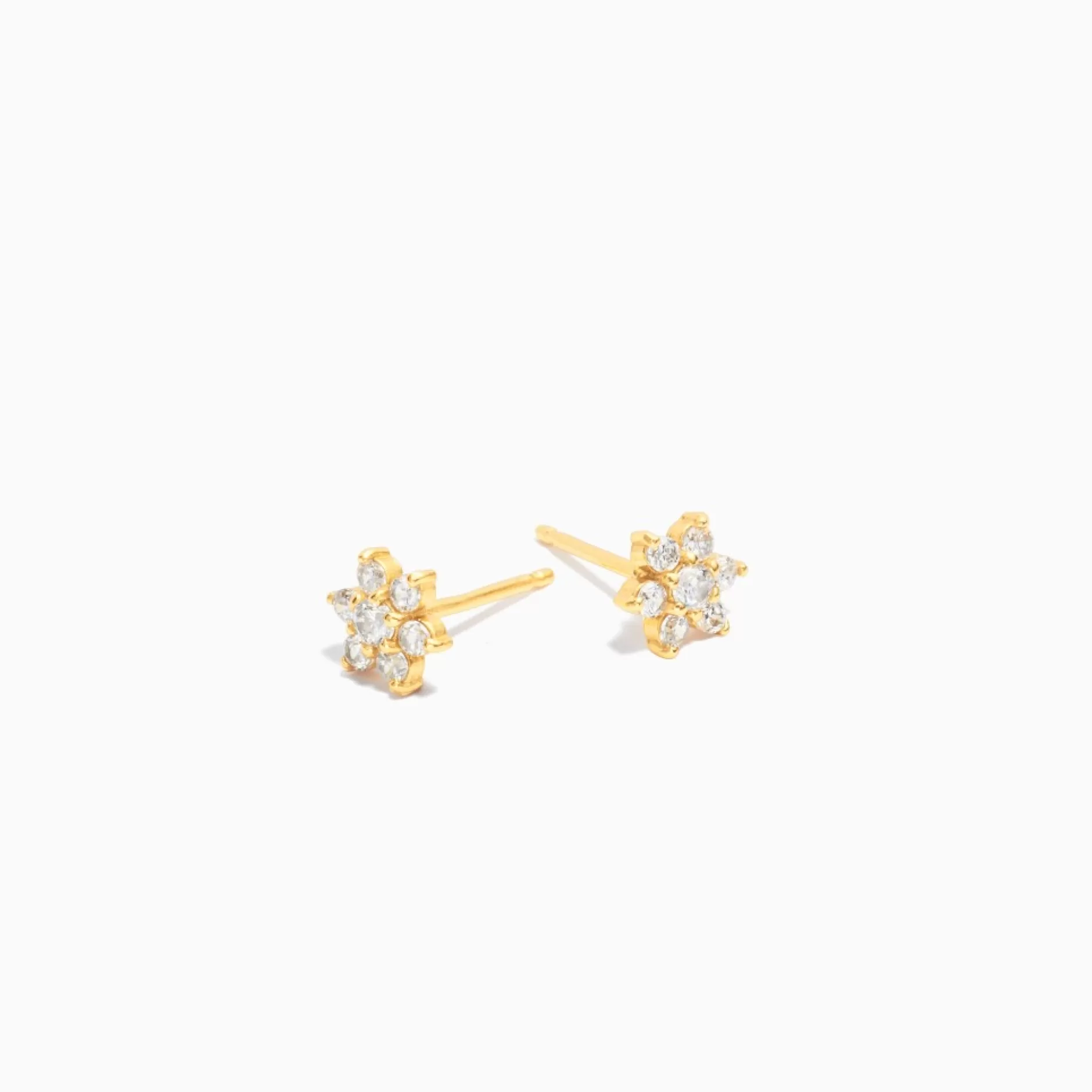 Eline Rosina Oorbellen^Zirconia Flower Earrings Gold Plated Sterling Silver